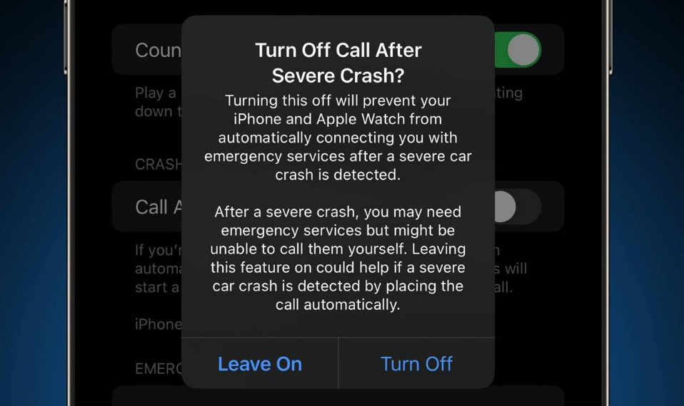 晋安苹果14维修分享 iPhone 14 和 Apple Watch 上关闭崩溃检测 