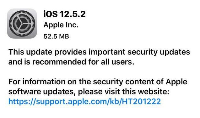 晋安苹果手机维修分享iOS12.5.2发布，建议所有老苹果用户安装 